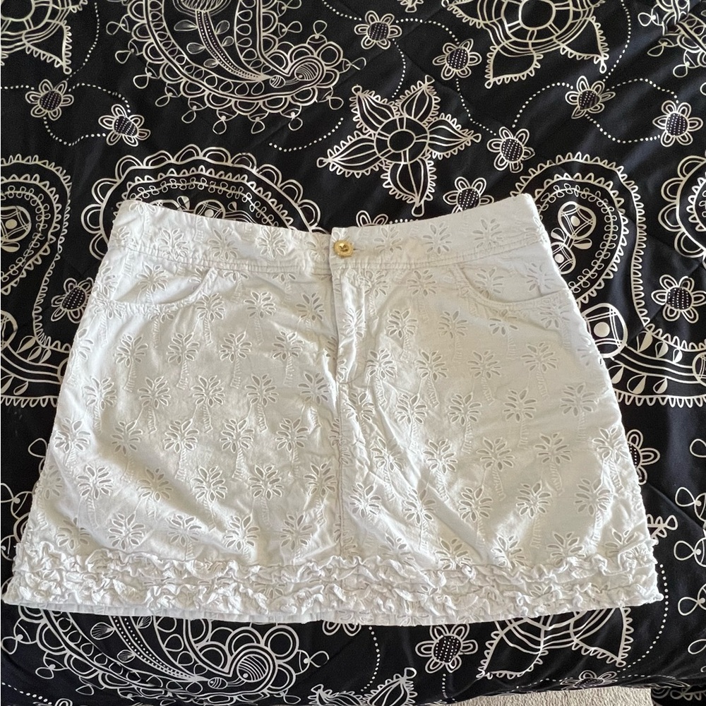 White Floral Embroidered Skirt